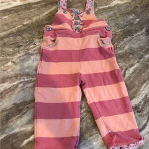 Striped Pink and Peach Kids Overalls